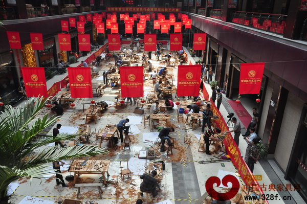东阳市第三届红木家具行业榫卯结构技艺比赛现场 东阳市第三届红木家具行业榫卯结构技艺比赛现场