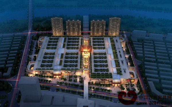 东阳中国木雕城二期B地块夜景鸟瞰图 东阳中国木雕城二期B地块夜景鸟瞰图