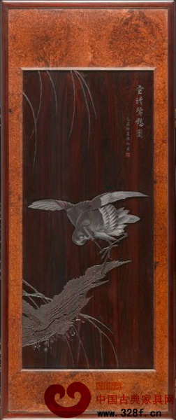 泰和园——丝翎檀雕《雪晴鹭憩图》挂屏 泰和园——丝翎檀雕《雪晴鹭憩图》挂屏