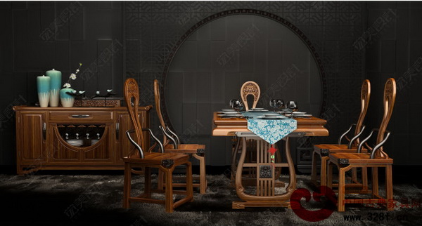 双洋红木获奖作品《书情画意餐桌》 双洋红木获奖作品《书情画意餐桌》