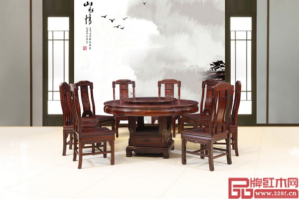 林木轩柬埔寨黑酸枝新品——《如意圆台1.38米9件套》