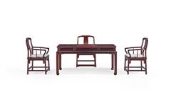 明堂红木 红酸枝 红木家具 红木茶台 中式家具 中式空间 中式书房 书房系列 荣耀茶台 6件套
