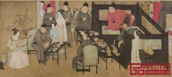南宋人摹《韩熙载夜宴图》“听乐图”中的床与榻 南宋人摹《韩熙载夜宴图》“听乐图”中的床与榻