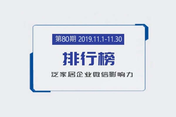 2019年11月泛家居企业微信影响力榜公布 |行业数据