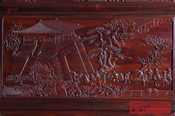 《大红酸枝·大卷书沙发》（局部）