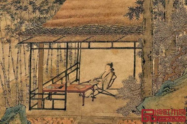 明 仇英《梧竹草堂图》中的交椅式躺椅 明 仇英《梧竹草堂图》中的交椅式躺椅