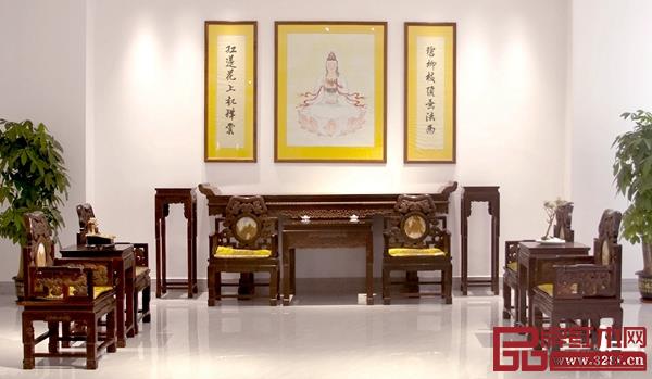 波记紫檀馆《小叶紫檀灵芝中堂》 波记紫檀馆《小叶紫檀灵芝中堂》